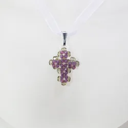 Pendant 40cm - Trevina-Violet Organza - Pendant 40cm - Laiton argenté